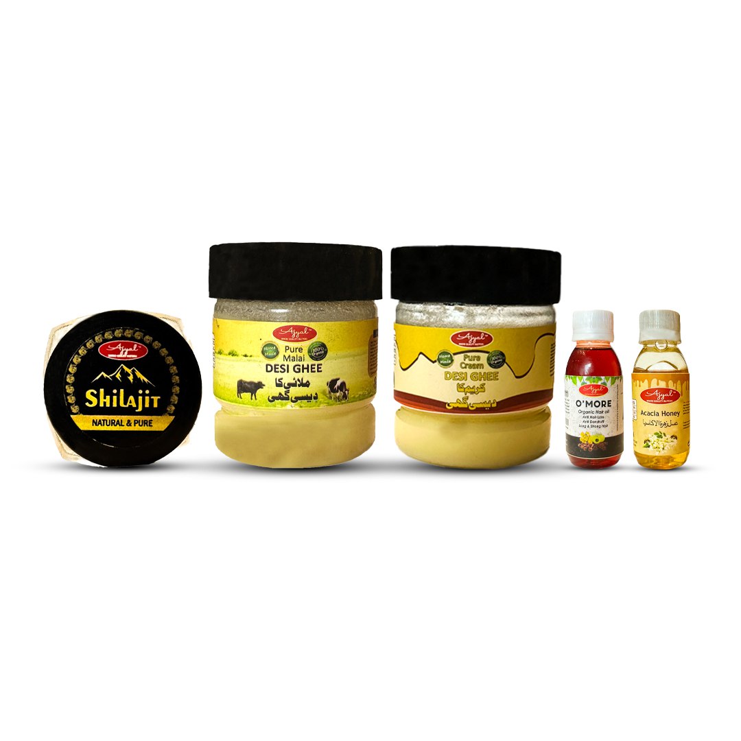 cream desi ghee, malai desi ghee, organic hair oil, acacia honey & shilajit